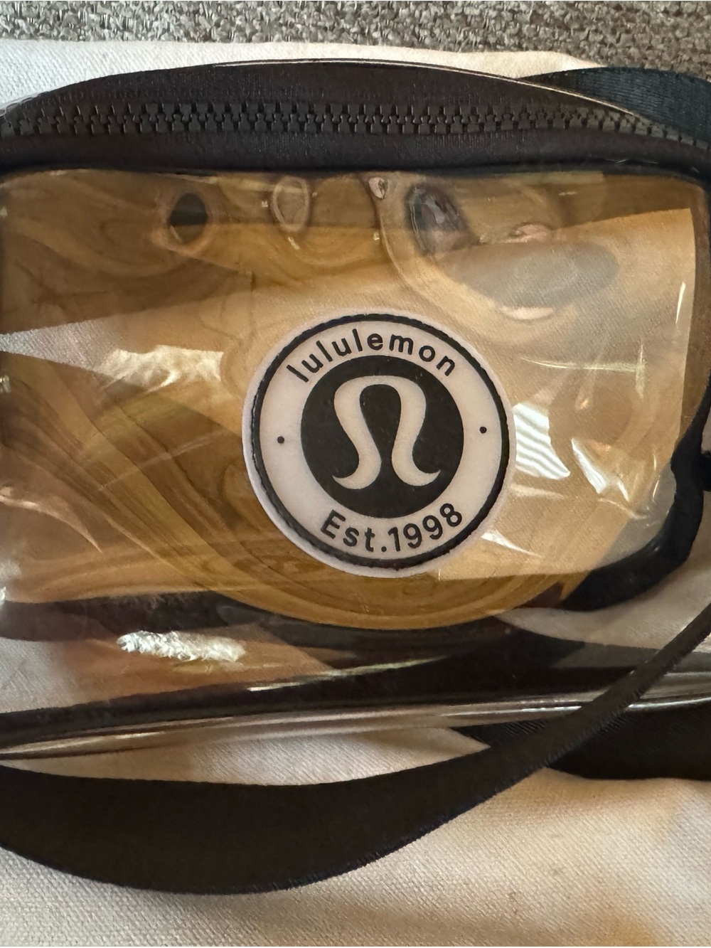 lululemon athletica Clear Belt Bag with Black Trim and Gold Interior